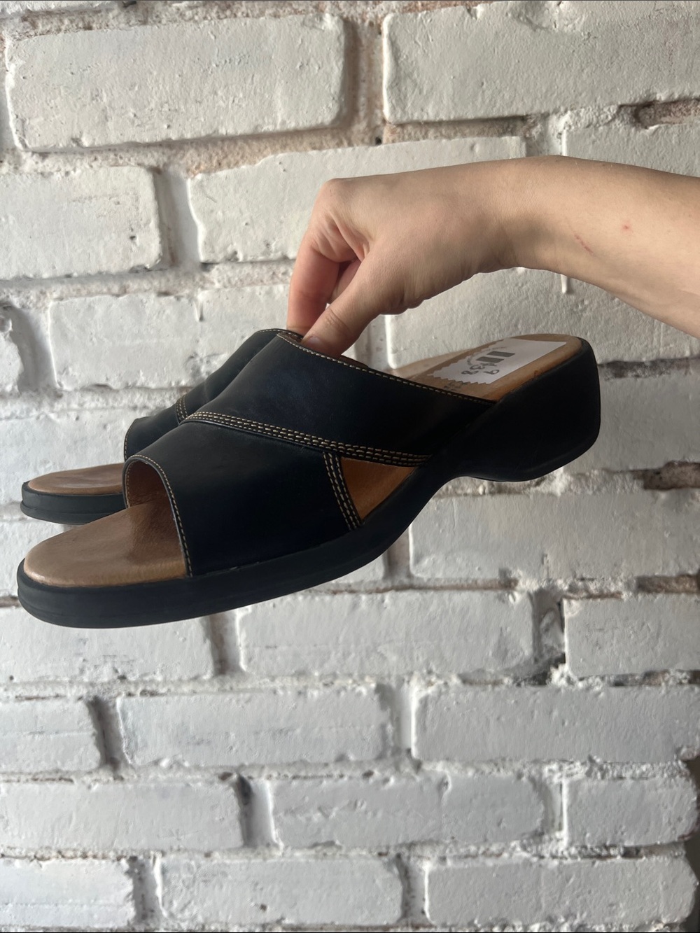 Hush Puppies Black Slip-On Open-Toe Sandals